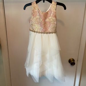 American Princess Girl's Rose And Ivory Dress